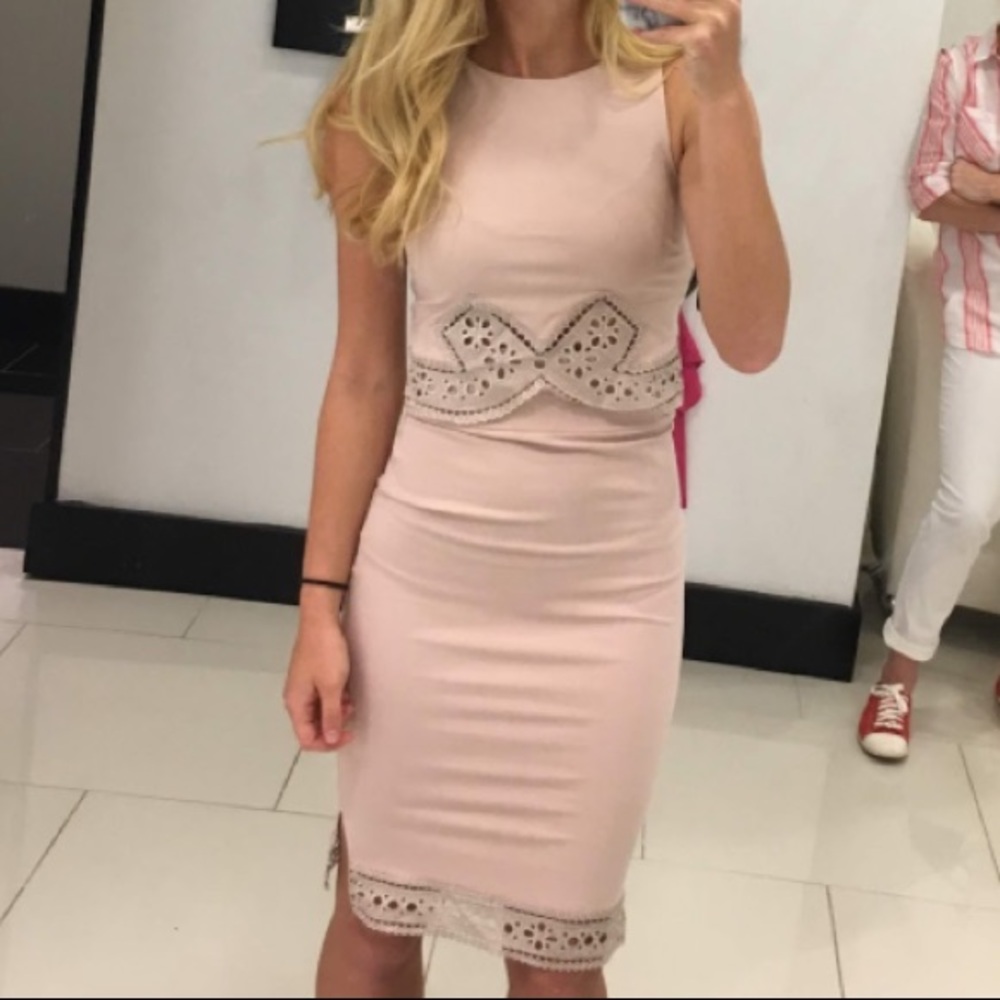 2 Piece Bebe Light Pink Skirt Set